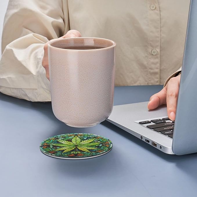 Weed Coasters for Drinks, Weed Decor Bar Drink Coasters for Coffee Table - Image 9