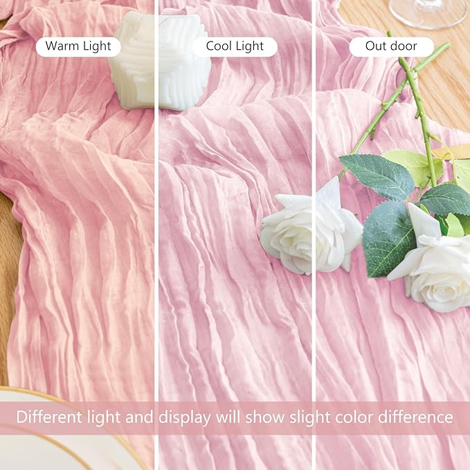 Cheesecloth Table Runner 10FT 4Pcs Blushing Pink Boho Gauze Runners | Cheese - Image 5