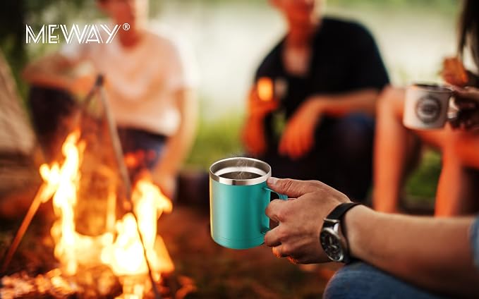MEWAY 12oz Coffee Mug With Handle 2 Pack Bulk, Stainless Steel Insulated Travel - Image 8