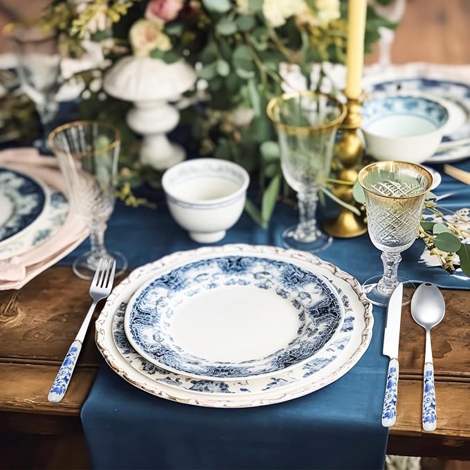 10 Pcs Chinoiserie Silverware Set Blue and White Porcelain Silverware Christmas - Image 4