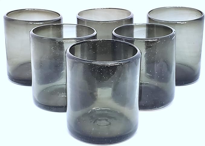 Solid Humo Smoke Gray 9 oz Short Tumblers, Recycled Glass, Toxin-Free by MexHandcraft