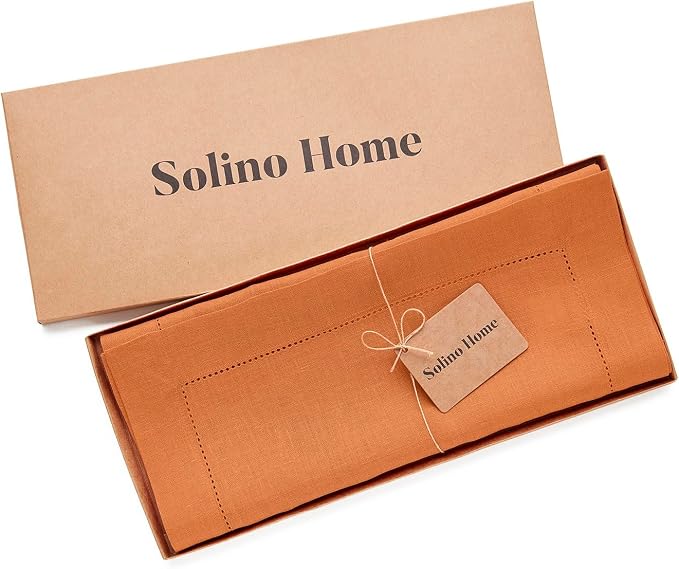 Solino Home 100% Pure Linen Table Runner Pumpkin Hemstitch, 14 x 120 in | - Image 5
