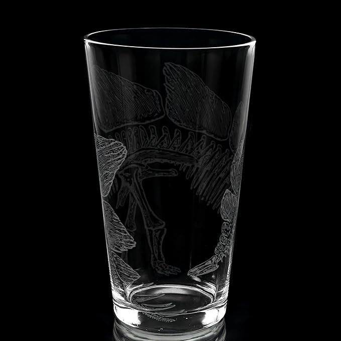 LumEngrave STEGOSAURUS SKELETON Engraved Beer Pint Glass | Dino Dinosaur Jurassic Paleontology | Great Gift Idea!