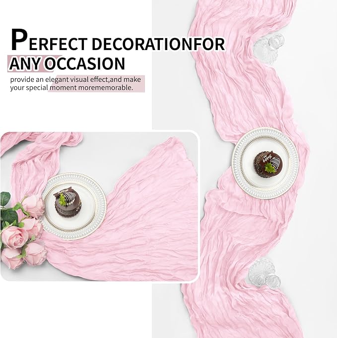 12 Pack Light Pink Cheesecloth Table Runner 10Ft, Gauze Table Runners 21.5 x - Image 5