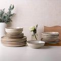 AmorArc Ceramic Dinnerware Sets,Handmade Reactive Glaze Stoneware Plates and Bowls Sets,Highly Chip and Crack Resistant | Dishwasher & Microwave Safe Dishes Set,Service for 4 (12pc)