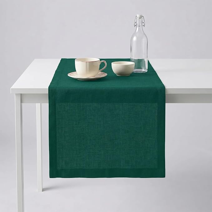 Solino Home 100% Pure Linen Table Runner Rainforest Woven, Fete 14 x 60 in | - Image 2