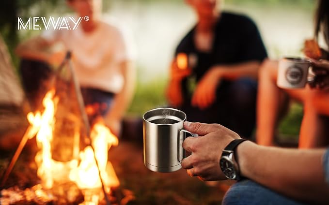 MEWAY 12oz Coffee Mug With Handle 2 Pack Bulk, Stainless Steel Insulated Travel - Image 7