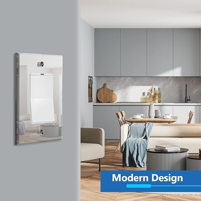 LIDER Decorator Wall Plate, Mirrored Light Switch Plate, Plexiglass Outlet Cover or Light Switch Cover, Acrylic Glass Reflective Finish, Minimalist Design, Oversized 1-Gang 5.25" x 3.44", Silver