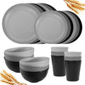 Rubtlamp 24Pcs Kitchen Plastic Wheat Straw Dinnerware Set, Dinnerware Sets by Rubtlamp
