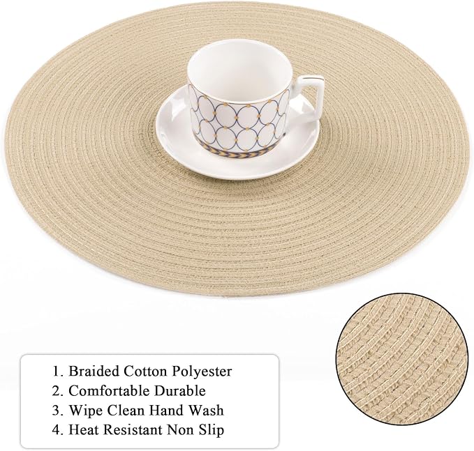 SHACOS 15 inch Round Placemats Set of 8 - Image 4