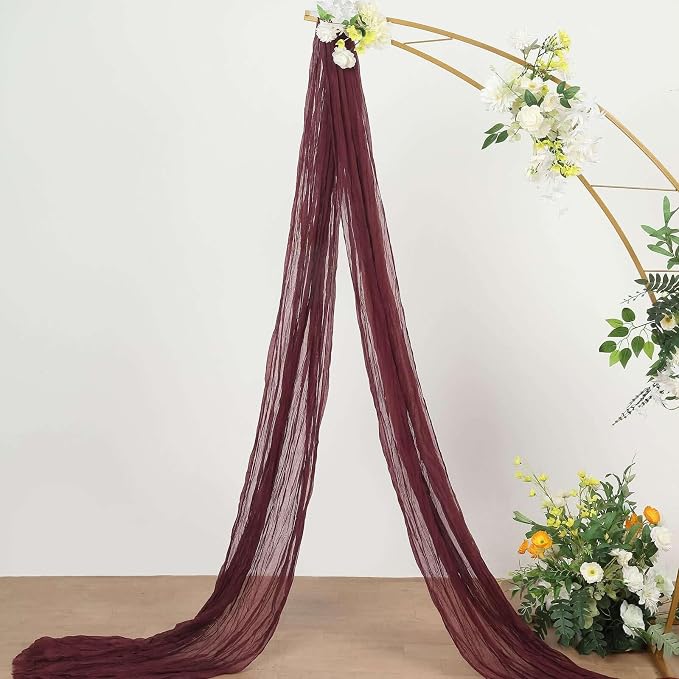 Efavormart 20ft Burgundy Gauze Cheesecloth Wedding Arch Drapery Fabric - Image 2