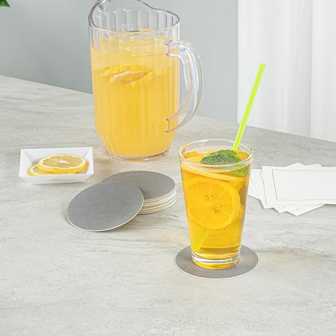 Restaurantware Paper Coasters 1000 Pack of 3.5 Inch Disposable Beverage Coasters Absorbent for Hot and Cold Drinks Gray Coffee Cup Essentials for Table Decor, Kitchen, Home Patio or Living Room