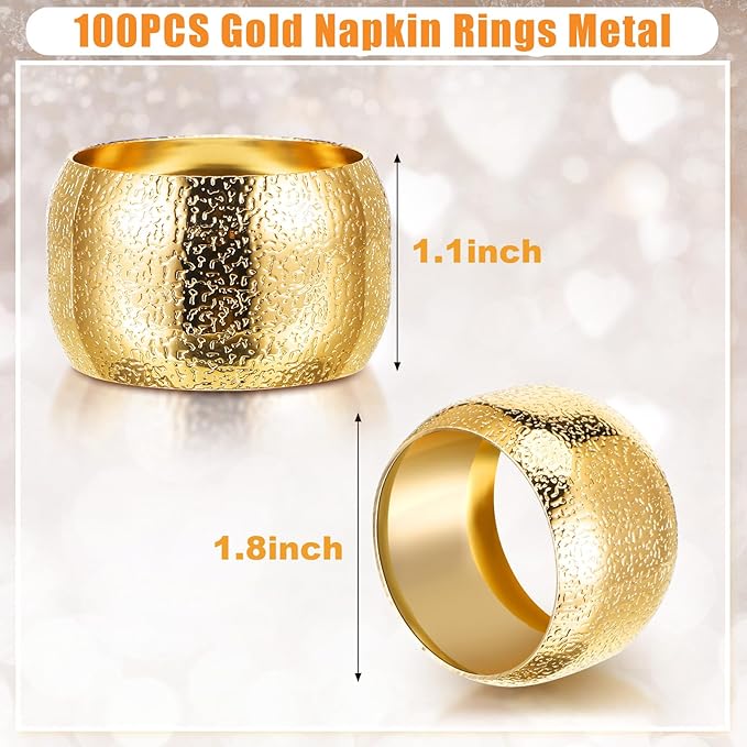 Lallisa 100 Pcs Gold Napkin Rings Bulk Metal Classic Brass Napkin Ring Holders - Image 2