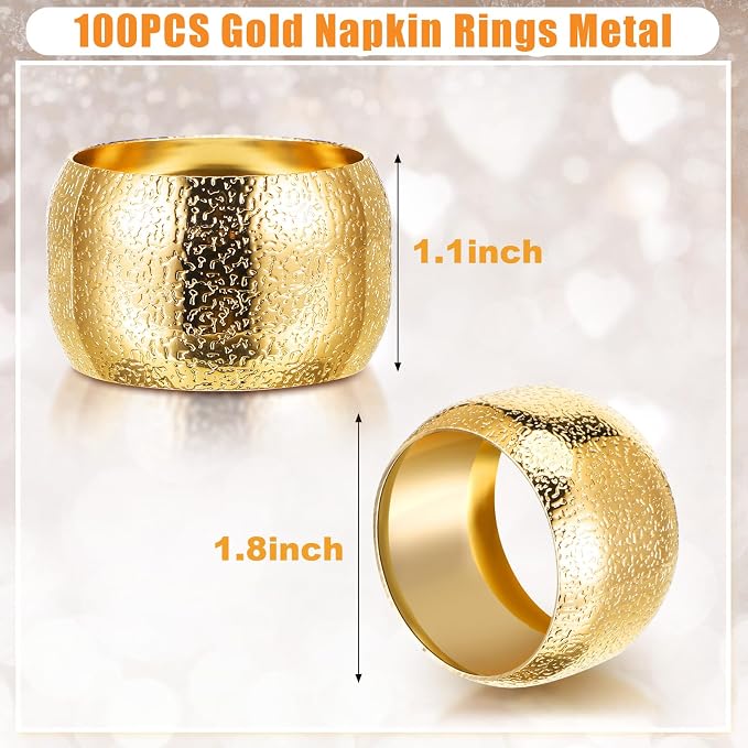 Lallisa 36 Pcs Gold Napkin Rings Bulk Metal Classic Brass Napkin Ring Holders - Image 2
