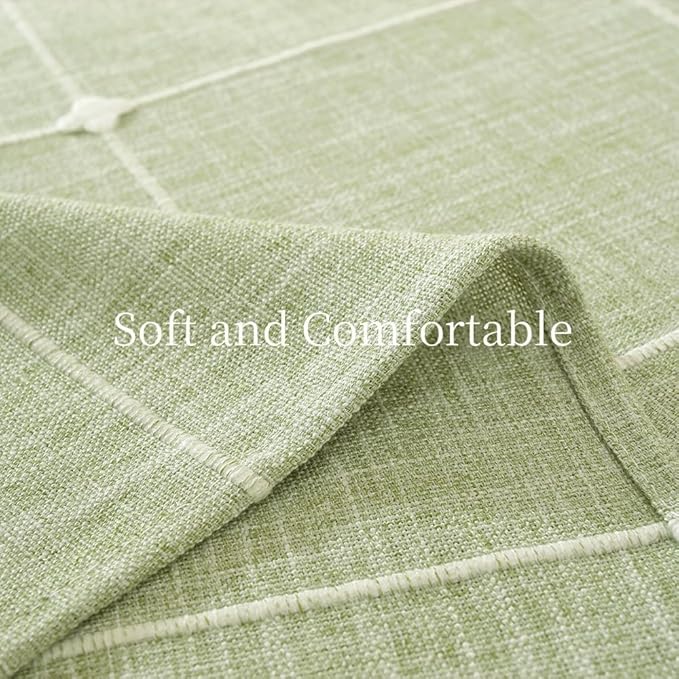 Zobesta Linen Green Table Cloth Square 60 x 60 Inch, Cotton Green Linen Square Tablecloth Plaid Heavy Weight Washable Farmhouse Soft Boho Tablecloth for Outdoor, Party, Holiday, Picnic, Dining