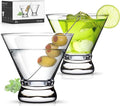 LUNA & MANTHA Martini Glasses Set of 2, Stemless Martini Cocktail Glasses for Margarita, Manhattan, Cosmopolitan, Home Bar, Evening Parties, Birthdays, Housewarming Gift, Crystal Clear 8 OZ