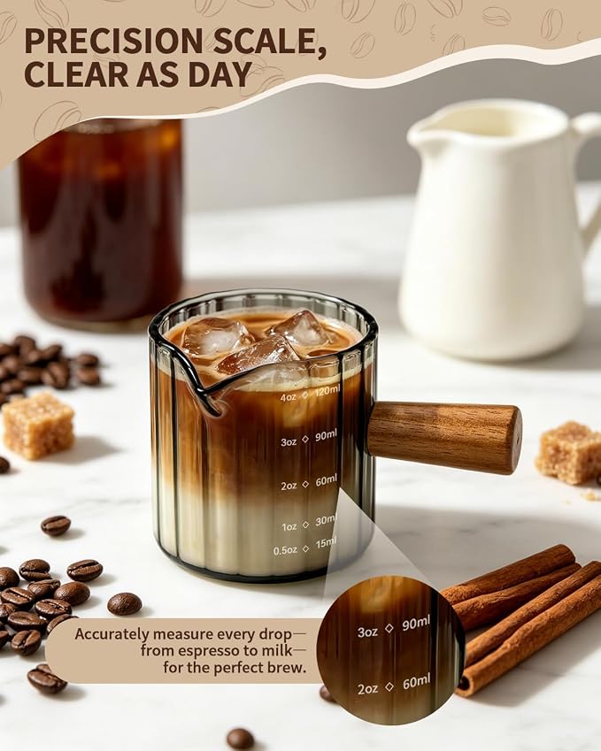 2 Pack Espresso Measuring Cups, 4oz Borosilicate Glass Espresso Shot Glasses - Image 4