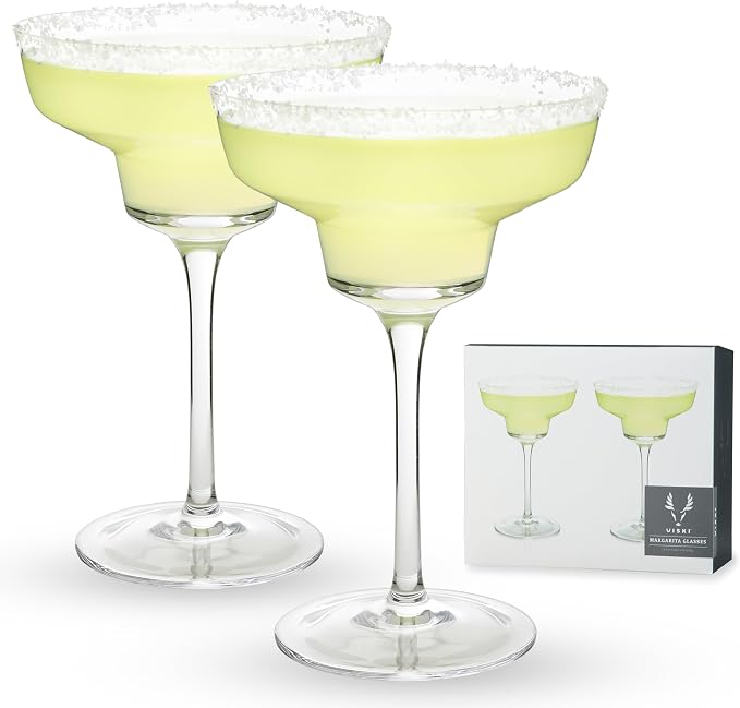 Viski Raye Angled Stemmed Margarita Glasses, Premium Crystal Cocktail glasses by VISKI