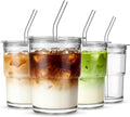 INSETLAN 13 oz Portable Glass Tumblers Set of 4, Thick Wall Glass Cups by INSETLAN