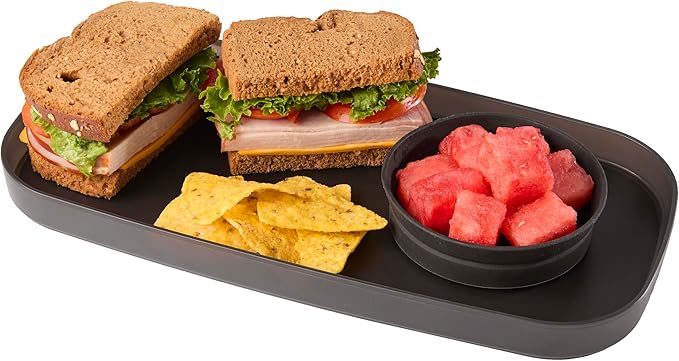 madesmart dipware Small Serving Plate, Stackable & Removable Dip Bowl for Salsa, Queso, Salad, Olives, Dishwasher & Microwave Safe, Multipurpose Plate & Bowl, Carbon