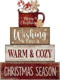 Moucuny 4 Pcs Christmas Table Decor Wooden Hot Chocolate Cocoa Tiered Tray by Moucuny