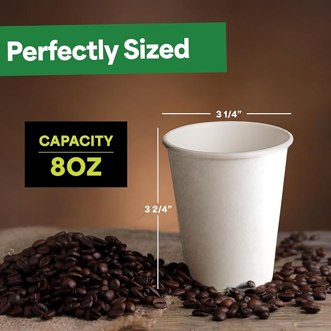 EconoHome 8 oz 500 Pack Disposable Coffee Paper Cups - Image 3