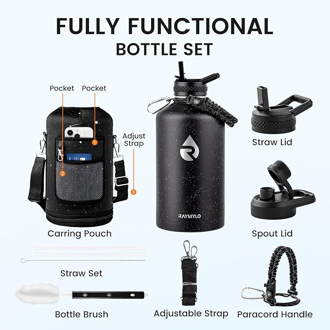 RAYMYLO One Gallon Water Bottle Insulated 128 oz, Stainless Steel | Triple - Image 8