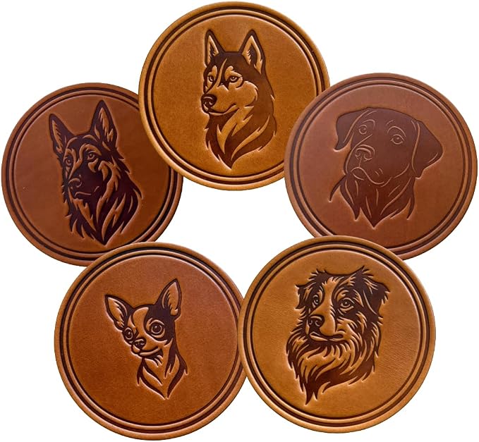 Dog Breed Leather Coasters – Premium Full Grain Table Protectors - Image 9