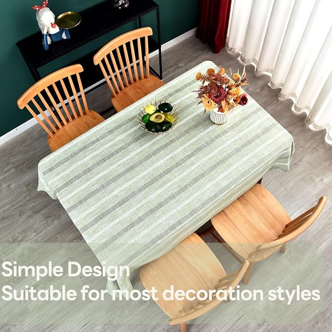 Heavy Duty Cotton Table Cloth for Rectangle Table Sage Green Tablecloth Rectangular Farmhouse Vintage Tablecloth Washable Rustic Table Cover (Sage Green, 52''x70'')
