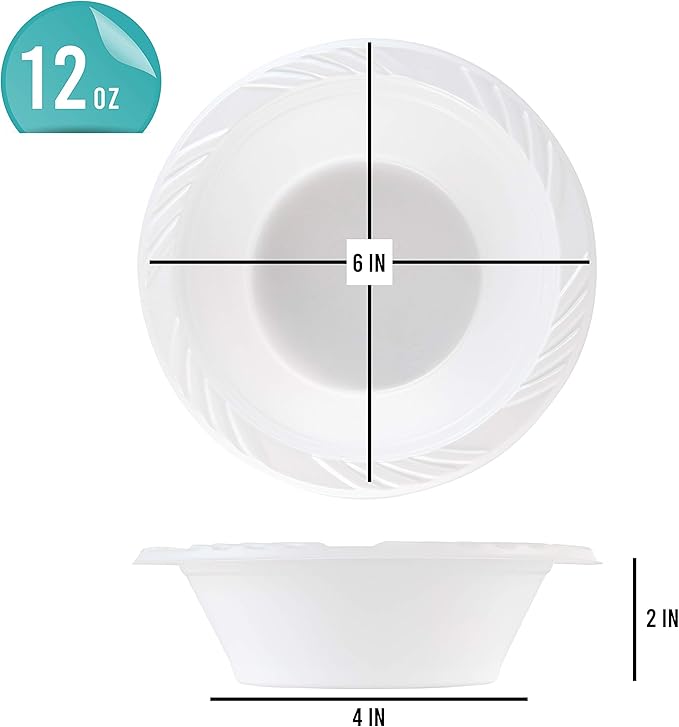 800 Count Disposable 12 ounce White Plastic Soup Bowls