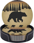 Polar Bear Pine Tree Premium Leather Coasters Set of 6 by LRCCJS