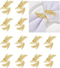 14K Gold Napkin Rings Set of 12, Metal Gold Leaf Napkins Rings Holder Buckles by FAZKAR