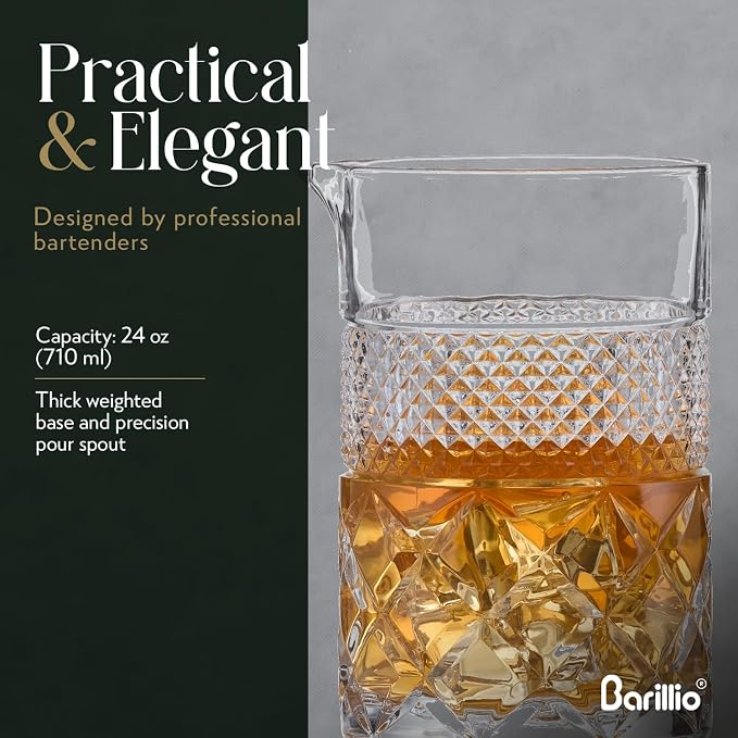 barillio 24 Oz Crystal Cocktail Mixing Glass | Seamless Lead-Free Crystal - Image 2