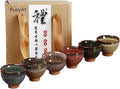 6pc Ceramic Kung Fu Tea Set, Japanese Tea Cup, Sake Cup, 2.1oz Capacity by Puoyikt
