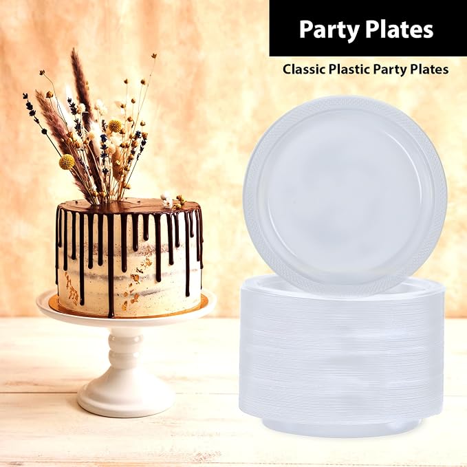 Clear Solid Color Premium Heavy Weight Plastic Appetizer Plate 50 Count - Image 3