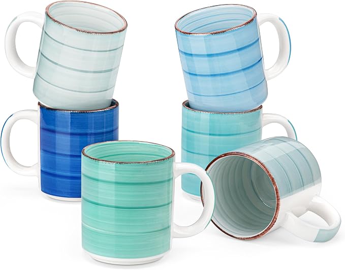 vancasso Bonita Ceramic Coffee Mug Set of 6, 16 Oz Coffee Cups by vancasso