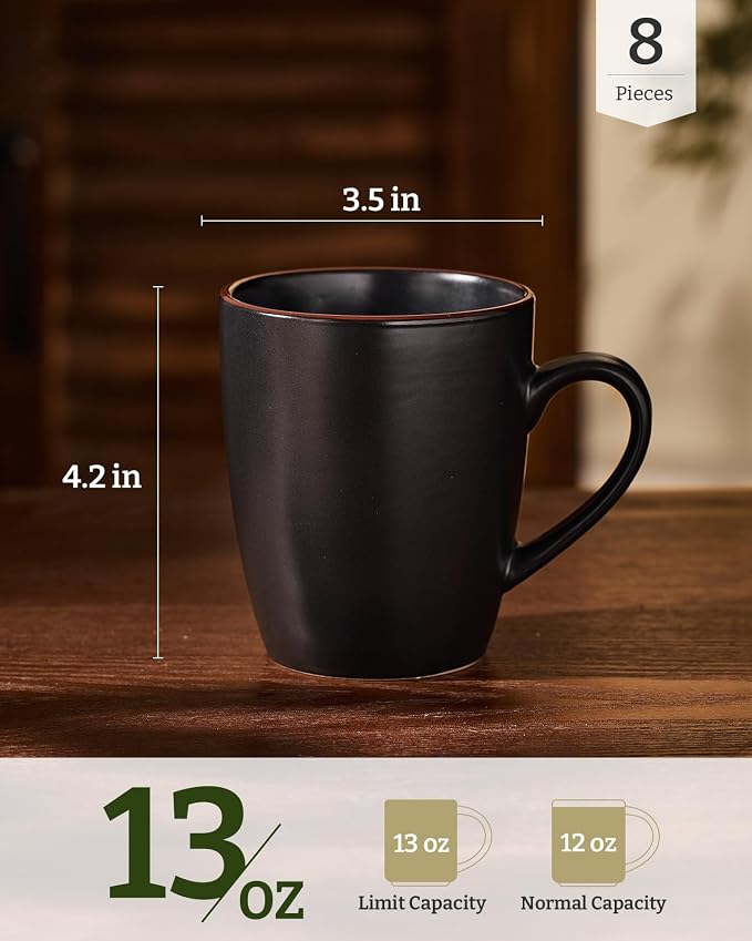 famiware Venus Coffee Mugs Set of 8, 13 oz Ceramic Stoneware Mug Cup Set | - Image 4