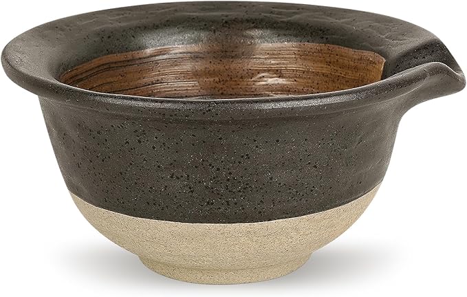 Linkidea Inside Rough Ceramic Texture Shaving Bowl, Shaving Soap Lather Cup for Men, Beard Wet Razor Shave Cream Bowl (Black), RAC5-01