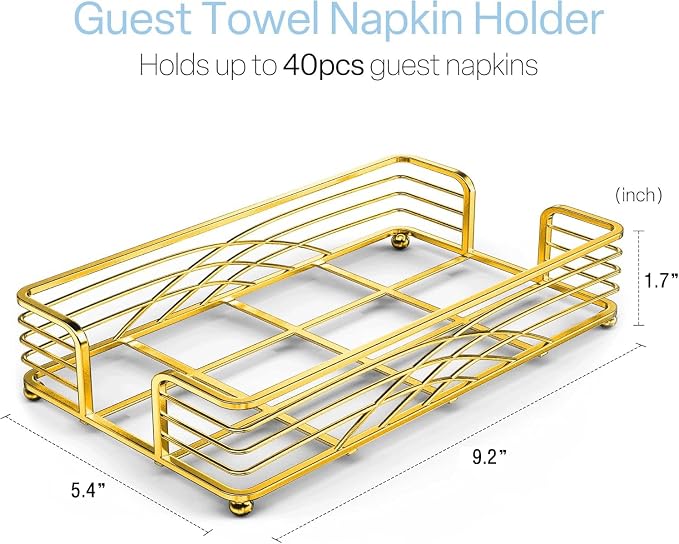 Guest Hand Towel Holder Tray for Bathroom Countertop, Powder Room & Vanity Use - Image 5