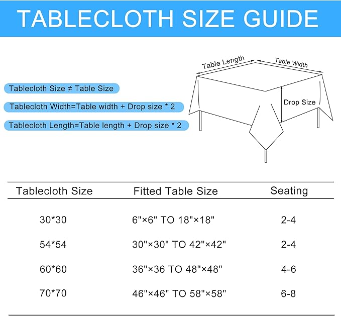 Hiasan 2 Pack Faux Linen Square Tablecloth - Wrinkle and Stain Resistant Washable Table Cloth for Kitchen Dining Room Holiday Table Cover for Party Dinner, Lux Slate Blue, 70 x 70 Inch