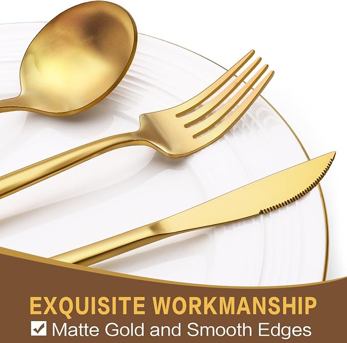 30-Piece Gold Silverware Set, Flatware Set - Image 4