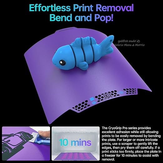BIQU CryoGrip Pro Glacier Purple Compatible with Bambu-Lab P1S/P1P/P2S/X1C/X1E/A1 3D Printers 257x257MM Panda Build Plate Double Sided Upgrade Removable Surface Platform