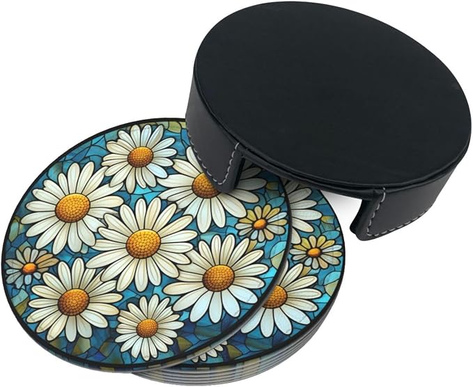 Daisy Coasters for Drinks, Daisy Decor Bar Drink Coasters for Coffee Table - Image 3