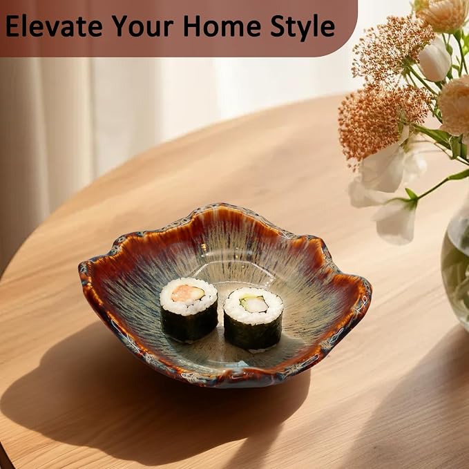 8" Ceramic Decorative Bowl，Irregular Rim Reactive Glaze Key Bowl - Image 3