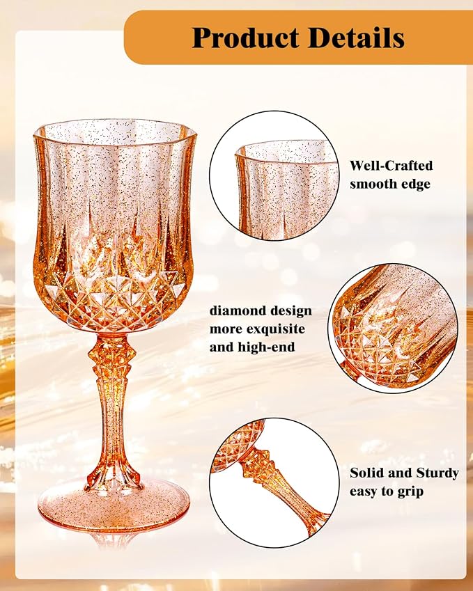 Ciaell 24 Pack Amber Plastic Wine Glasses - Image 5