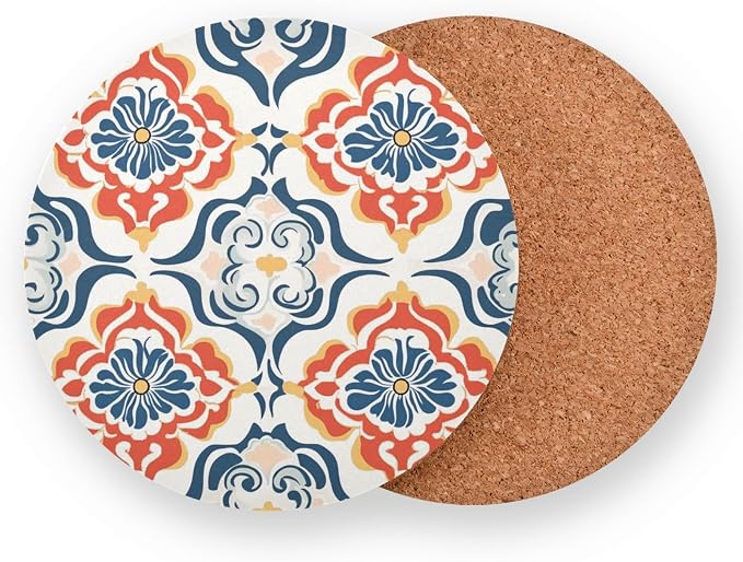 Seamless Asian Traditional Patterns Round Drink Coaster Set of 4 Heat Resistant - Image 2