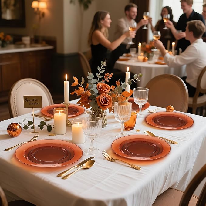 IOOOOO 200 Pcs Clear Brown Plastic Plates - Image 5