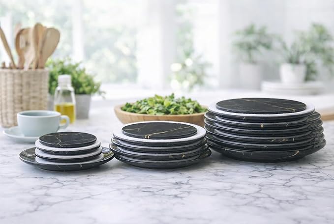 96 Piece Felt Plate Dividers for China Storage - Felt Protectors for Dinner, Salad, and Saucer Plates - Ideal for Moving Fine China, Porcelain, Glass, etc - Cut-to-Fit Full China Set - Soft White