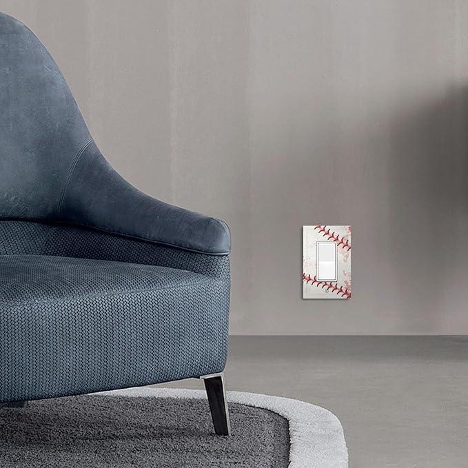 Outlet Covers Baseball Sports Ball Game 1 Gang Wall Plate Single Rocker Light Switch Cover Decorative GFCI Receptacle Electrical Switchplate for Bathroom Bedroom Decor（2 Pack）