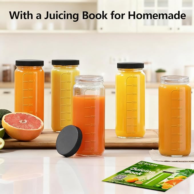 Ruckae 16oz 10 Pack Juice Bottles, Glass Bottles - Image 4